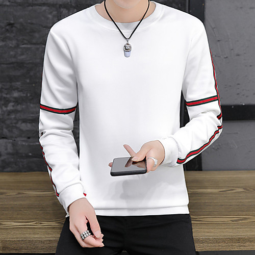 

Men's Pullover Sweatshirt Plain Round Neck Work Casual Hoodies Sweatshirts Long Sleeve Slim White Black Blue