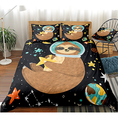 

Cartoon Sloth Print 3-Piece Duvet Cover Set Hotel Bedding Sets Comforter Cover with Soft Lightweight Microfiber For Holiday Decoration(Include 1 Duvet Cover and 1or 2 Pillowcases)