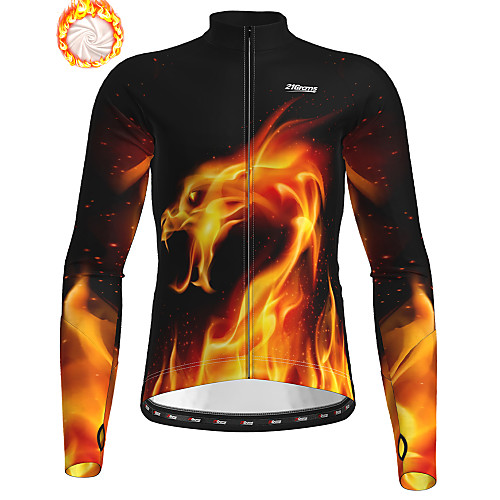 

21Grams Men's Long Sleeve Cycling Jersey Winter Fleece Polyester Black / Orange Bike Jersey Top Mountain Bike MTB Road Bike Cycling Fleece Lining Breathable Warm Sports Clothing Apparel / Stretchy