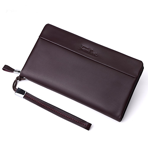 

Men's Bags Nappa Leather Cowhide Wallet Wristlet Bag Zipper Solid Colored Daily Office & Career Baguette Bag Black Dark Coffee