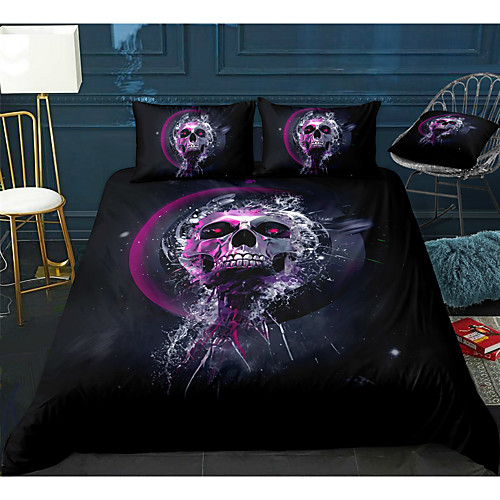 

Skull Series Horrible Skull Print 3-Piece Duvet Cover Set Hotel Bedding Sets Comforter Cover with Soft Lightweight Microfiber For Room Decoration(Include 1 Duvet Cover and 1or 2 Pillowcases)