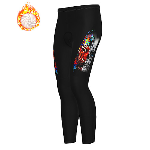 

21Grams Men's Cycling Tights Cycling Pants Winter Fleece Bike Tights Padded Shorts / Chamois Pants Thermal Warm Fleece Lining Breathable Sports Skull Black Mountain Bike MTB Road Bike Cycling