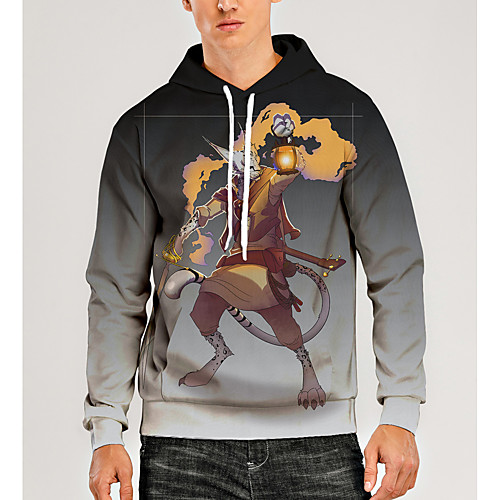 

Men's Pullover Hoodie Sweatshirt Animal Patterned Graphic 3D Front Pocket Daily 3D Print 3D Print Casual Hoodies Sweatshirts Gray