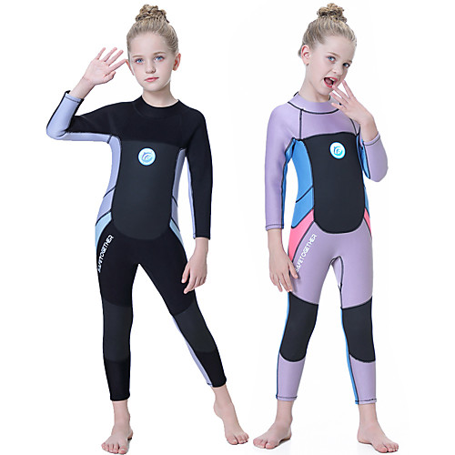 

Girls' Full Wetsuit 2.5mm SCR Neoprene Diving Suit Quick Dry Long Sleeve Back Zip Patchwork Autumn / Fall Spring Summer / Kids