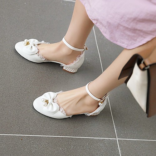 

Girls' Sandals Flower Girl Shoes Children's Day Princess Shoes Lace PU Big Kids(7years ) Daily Party & Evening Bowknot Pearl Ruffles White Black Pink Spring Summer