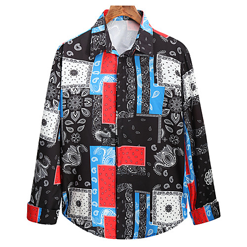 

Men's Shirt Other Prints Graphic Long Sleeve Daily Tops Black