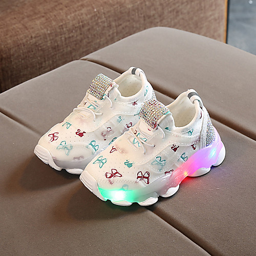 

Boys' Girls' Trainers Athletic Shoes Comfort LED Shoes Elastic Fabric Little Kids(4-7ys) Daily Walking Shoes LED White Black Pink Fall Spring