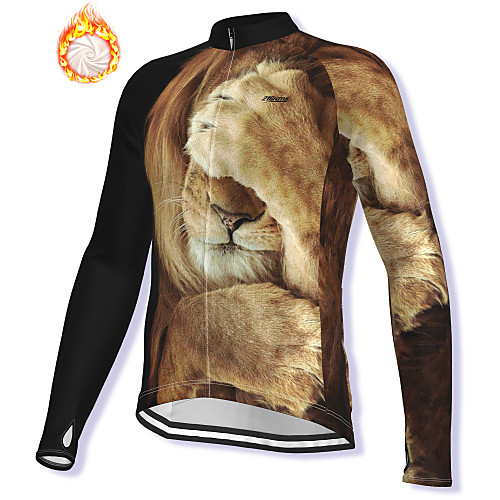 

21Grams Men's Long Sleeve Cycling Jacket Winter Fleece Spandex Brown Lion Bike Jacket Mountain Bike MTB Road Bike Cycling Fleece Lining Warm Sports Clothing Apparel / Stretchy / Athleisure