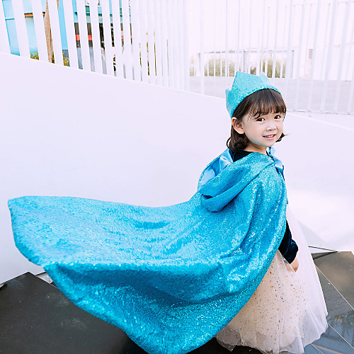 

Princess Party Costume Girls' Movie Cosplay Cosplay Costume Party Golden Blue Shawl Headwear Christmas Children's Day New Year Polyester