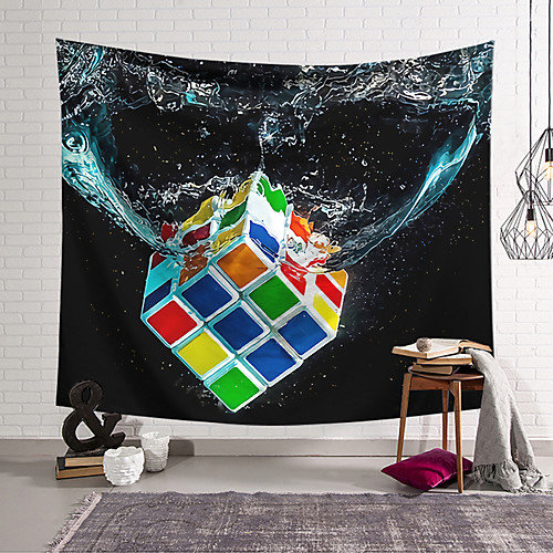 

Wall Tapestry Art Decor Blanket Curtain Hanging Home Bedroom Living Room Decoration Polyester Fiber Color Rubik's Cube Into Water Lanting Design