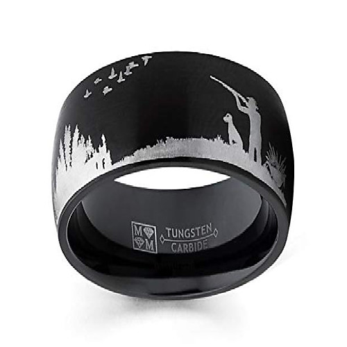 

men's black tungsten carbide ring wedding band bird duck hunting outdoor ring 8mm 8