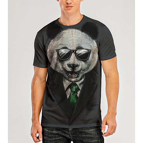 

Men's T shirt 3D Print Graphic 3D Animal Print Short Sleeve Daily Tops Dark Gray
