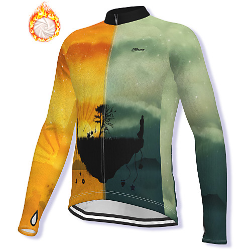 

21Grams Men's Long Sleeve Cycling Jacket Winter Fleece Spandex Orange Bike Jacket Mountain Bike MTB Road Bike Cycling Fleece Lining Warm Sports Clothing Apparel / Stretchy / Athleisure