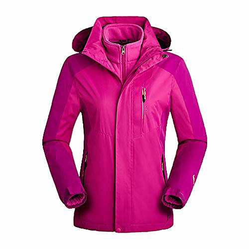 

Women's Men's Hiking 3-in-1 Jackets Winter Outdoor Waterproof Lightweight Windproof Breathable Winter Jacket Top Fleece Fishing Climbing Camping / Hiking / Caving Male black Female black Female rose