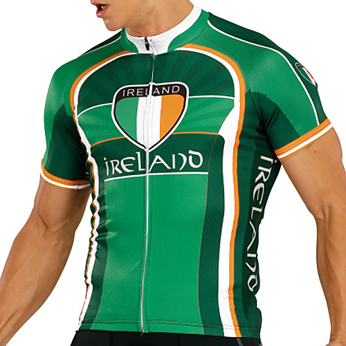 

21Grams Ireland National Flag Men's Short Sleeve Cycling Jersey - Green Bike Jersey Top Breathable Quick Dry Moisture Wicking Sports Terylene Mountain Bike MTB Road Bike Cycling Clothing Apparel