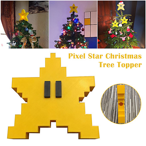 

Pixel Star Christmas Tree Topper 3D Star Shape Decorative Topper Decor for Christmas Tree Christmas Party Wedding Decoration