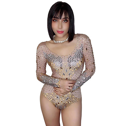

Dance Costumes Leotard / Onesie Crystals / Rhinestones Women's Performance Long Sleeve Spandex