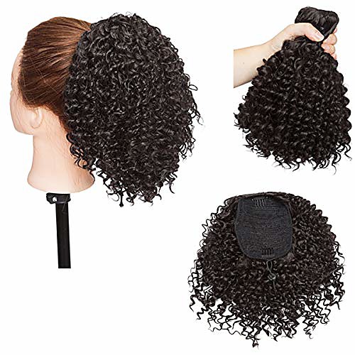 

short afro curly ponytail hair extensions piece for african american black women ponytail extension afro drawstring curly ponytail for women dark brown