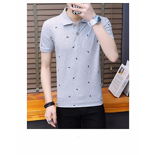 

Men's Polo Other Prints Polka Dot Short Sleeve Daily Tops White Black Blue