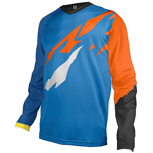 

21Grams Men's Long Sleeve Downhill Jersey Spandex Blue Bike Jersey Top Mountain Bike MTB Road Bike Cycling UV Resistant Quick Dry Sports Clothing Apparel / Athletic