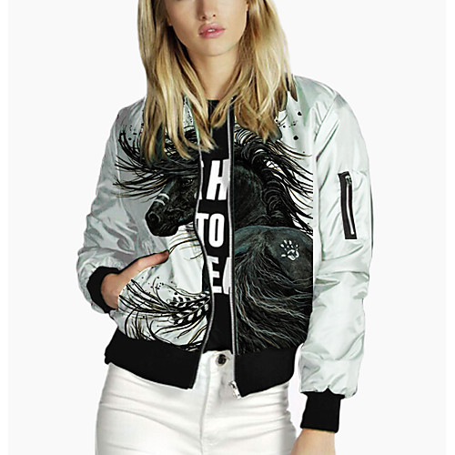 

Women's Print Patchwork 3D Print Fall & Winter Jacket Regular Going out Long Sleeve Rayon Coat Tops Black