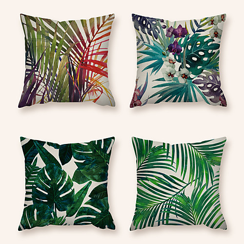 

Cushion Cover 4PC Linen Soft Decorative Square Throw Pillow Cover Cushion Case Pillowcase for Sofa Bedroom 45 x 45 cm (18 x 18 Inch) Superior Quality Machine Washable