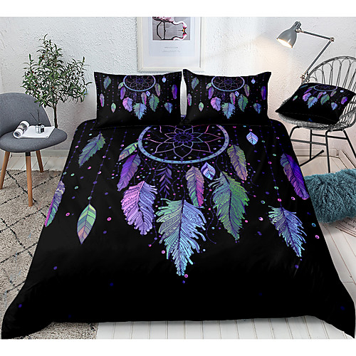 

Dreamcatcher Print 3-Piece Duvet Cover Set Hotel Bedding Sets Comforter Cover with Soft Lightweight Microfiber, Include 1 Duvet Cover, 2 Pillowcases for Double/Queen/King(1 Pillowcase for Twin/Single)