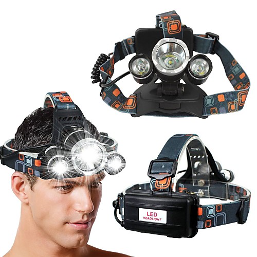 

led headlamp, Zoomable Super Bright Headlight 5000 lumen 3 led 4 modes work headlight, 18650 flashlight head lights for camping hiking running fishing