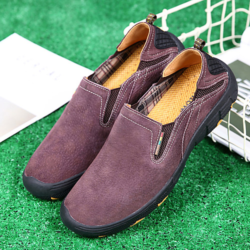 

Men's Loafers & Slip-Ons Casual Daily Walking Shoes Pigskin Breathable Non-slipping Wear Proof Yellow Khaki Gray Fall