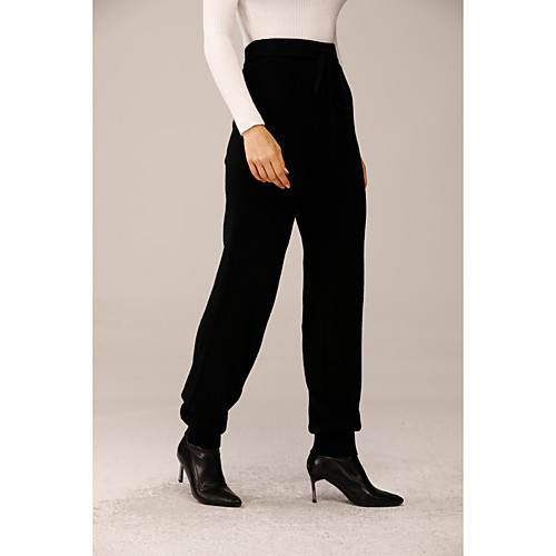 

Women's Basic Sports Casual Daily Chinos Sweatpants Pants Solid Colored Full Length Black