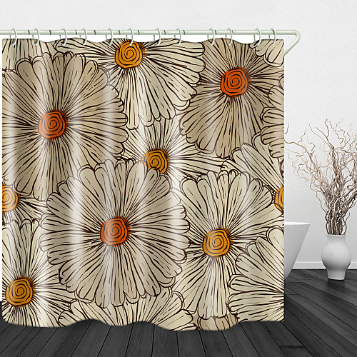 

Big flower Print Waterproof Fabric Shower Curtain for Bathroom Home Decor Covered Bathtub Curtains Liner Includes with Hooks