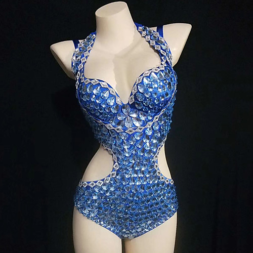 

Dance Costumes Exotic Dancewear Leotard / Onesie Acrylic Jewels Women's Performance Sleeveless Spandex