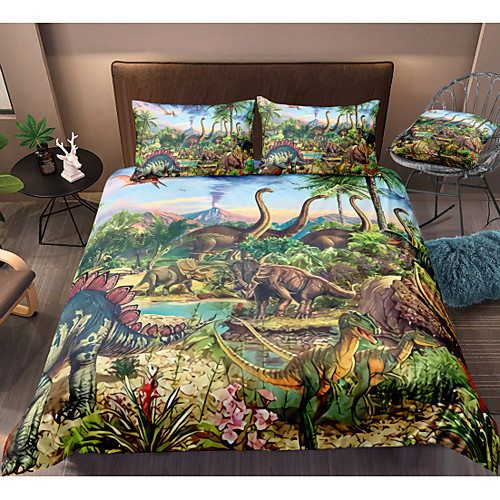 

Dinosaur Print 3-Piece Duvet Cover Set Hotel Bedding Sets Comforter Cover with Soft Lightweight Microfiber For Holiday Decoration(Include 1 Duvet Cover and 1or 2 Pillowcases)