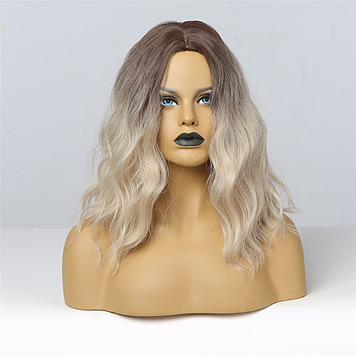 

Synthetic Wig Body Wave Neat Bang Wig Long Blonde Purple Synthetic Hair 24 inch Women's Fashionable Design Women Ombre Hair