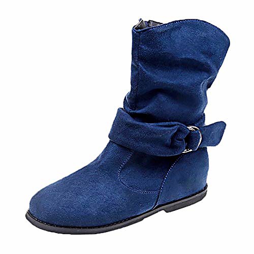 

women fashion vintage style flat booties soft shoes women set of feet ankle boots(us:7.5, blue)