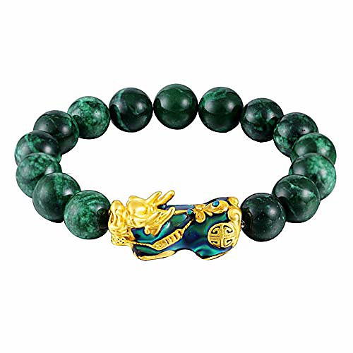 

pi xiu/pi yao bracelet feng shui good luck jewelry bracelet, obsidian wealth bracelet, mantra amulet bead alloy adjustable elastic bracelets for women men attract wealth money