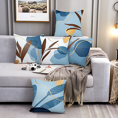 

Cushion Cover 5PC Linen Soft Decorative Square Throw Pillow Cover Cushion Case Pillowcase for Sofa Bedroom 45 x 45 cm (18 x 18 Inch) Superior Quality Machine Washable
