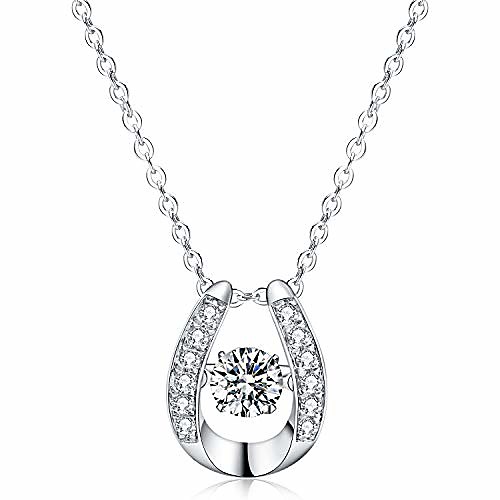 

925 sterling silver pendant necklace dancing diamond stone cubic zirconia women gift
