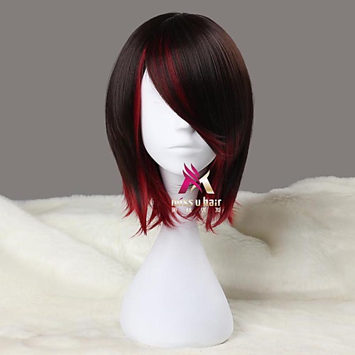 

Synthetic Wig Ruby Ruby RWBY Straight Side Part Wig Short Red Synthetic Hair 16 inch Women's Cool Color Gradient Red