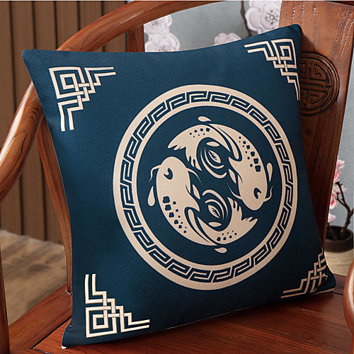 

New Chinese Style Linen Blended Retro Pillow Case Cover Living Room Bedroom Sofa Cushion Cover Modern Sample Room Cushion Cover
