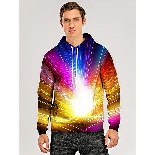 

Men's Pullover Hoodie Sweatshirt Graphic Optical Illusion 3D Front Pocket Hooded Daily 3D Print 3D Print Casual Hoodies Sweatshirts Long Sleeve Rainbow