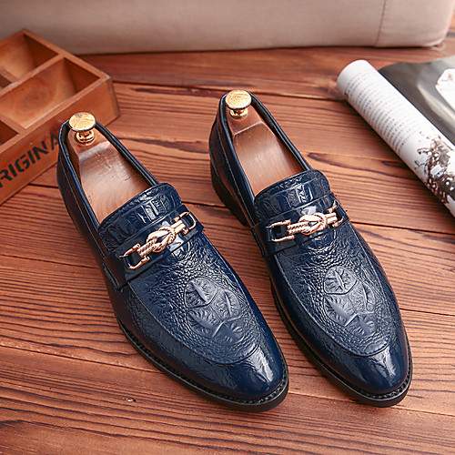 

Men's Loafers & Slip-Ons Business Daily Walking Shoes PU Wear Proof Black Blue Fall Spring