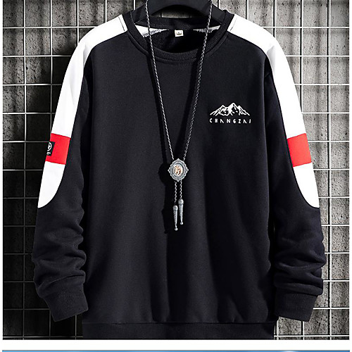 

Men's Pullover Sweatshirt Color Block Casual Hoodies Sweatshirts Black Blue Purple
