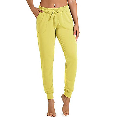 

damen hose jogginghose lang sweathose - sporthose trainingshose running gym pants (l, neon yellow)