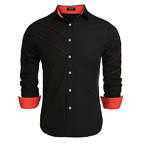

men's business dress shirt slim fit long sleeve button down shirts black