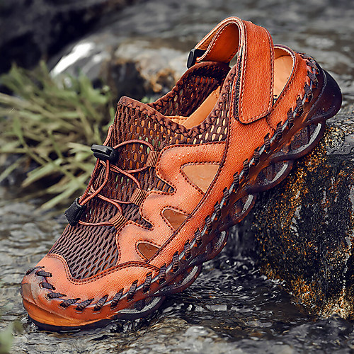 

men hand stitching breathable mesh soft sole casual shoes