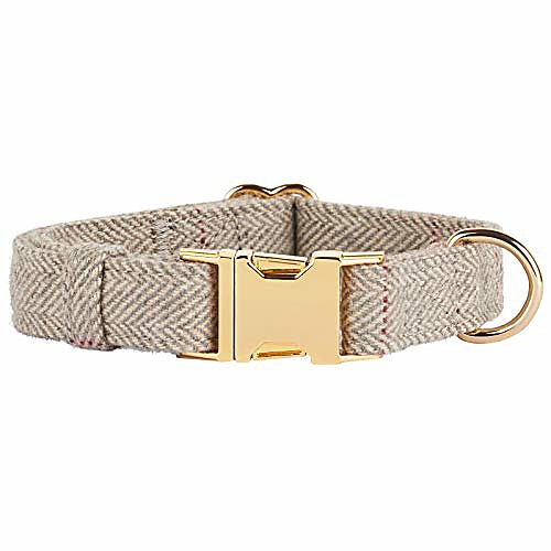 

light grey herringbone tweed dog collar - choice of size