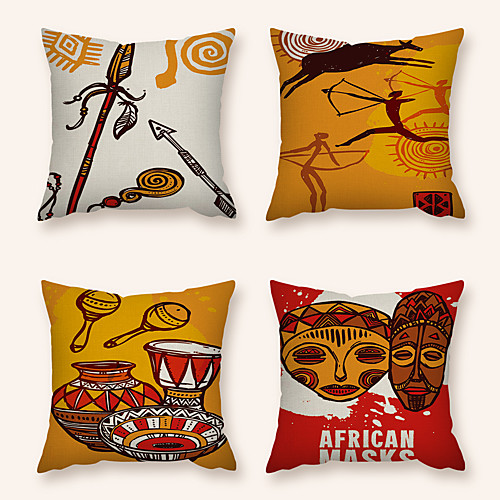 

Cushion Cover 4PC Linen Soft Decorative Square Throw Pillow Cover Cushion Case Pillowcase for Sofa Bedroom 45 x 45 cm (18 x 18 Inch) Superior Quality Machine Washable