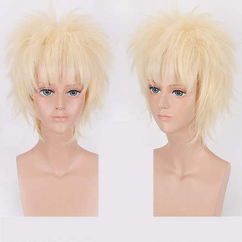 

Cosplay Costume Wig Synthetic Wig Loose Curl With Bangs Wig Short Light golden Synthetic Hair Women's Anime Cosplay Blonde