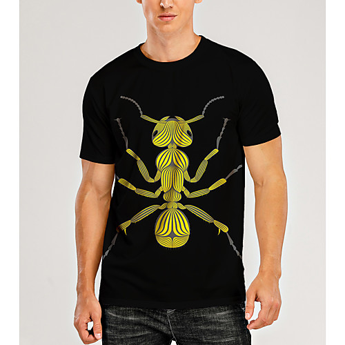 

Men's T shirt 3D Print Graphic 3D Animal Print Short Sleeve Daily Tops Casual Black